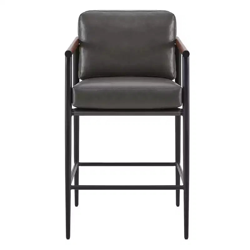Tabourets de bar modernes Spruce&Spring avec accoudoirs et piètement en métal, lot de 2