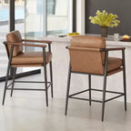 Tabourets de bar modernes Spruce&Spring avec accoudoirs et piètement en métal, lot de 2