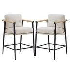 Tabourets de bar modernes Spruce&Spring avec accoudoirs et piètement en métal, lot de 2