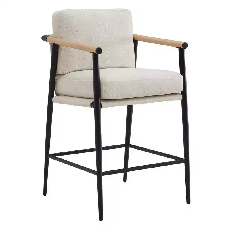 Tabourets de bar modernes Spruce&Spring avec accoudoirs et piètement en métal, lot de 2