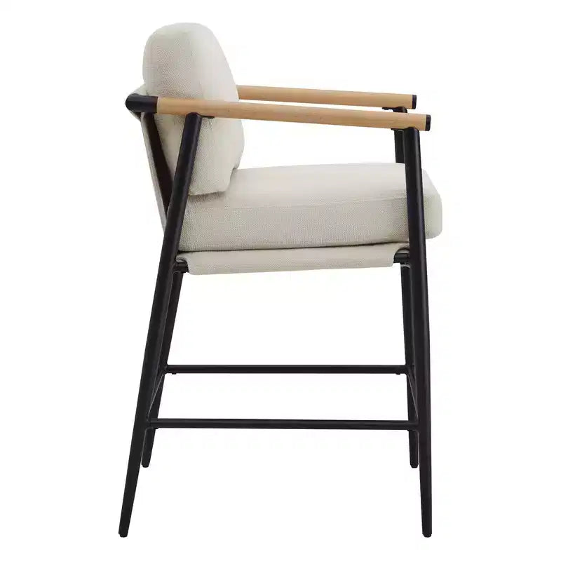 Tabourets de bar modernes Spruce&Spring avec accoudoirs et piètement en métal, lot de 2