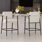 Spruce&Spring Modern Counter Stools with Arm & Metal Frame Set of 2