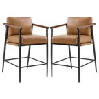 Tabourets de bar modernes Spruce&Spring avec accoudoirs et piètement en métal, lot de 2