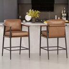 Tabourets de bar modernes Spruce&Spring avec accoudoirs et piètement en métal, lot de 2