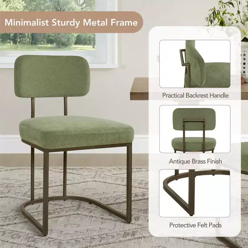 Chaise de salle à manger en métal Spruce&Spring avec cadre en laiton ou noir