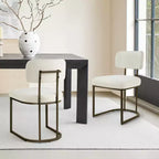 Chaise de salle à manger en métal Spruce&Spring avec cadre en laiton ou noir