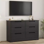 Commode à 6 tiroirs pour chambre à coucher, commode en bois de 119 cm de large avec poignées encastrées, organisateur de rangement pour vêtements, meuble TV pour couloir