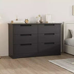 Commode à 6 tiroirs pour chambre à coucher, commode en bois de 119 cm de large avec poignées encastrées, organisateur de rangement pour vêtements, meuble TV pour couloir