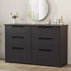 6 Drawer Dresser for Bedroom, 46.8W Wooden Chest of Drawers with Embedded Handles, Clothes Storage Organizer, Dresser TV Stand for Hallway