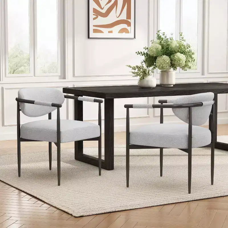 Lot de 2 chaises de salle à manger modernes rembourrées Christopher Knight Home Moriel avec dossier incurvé