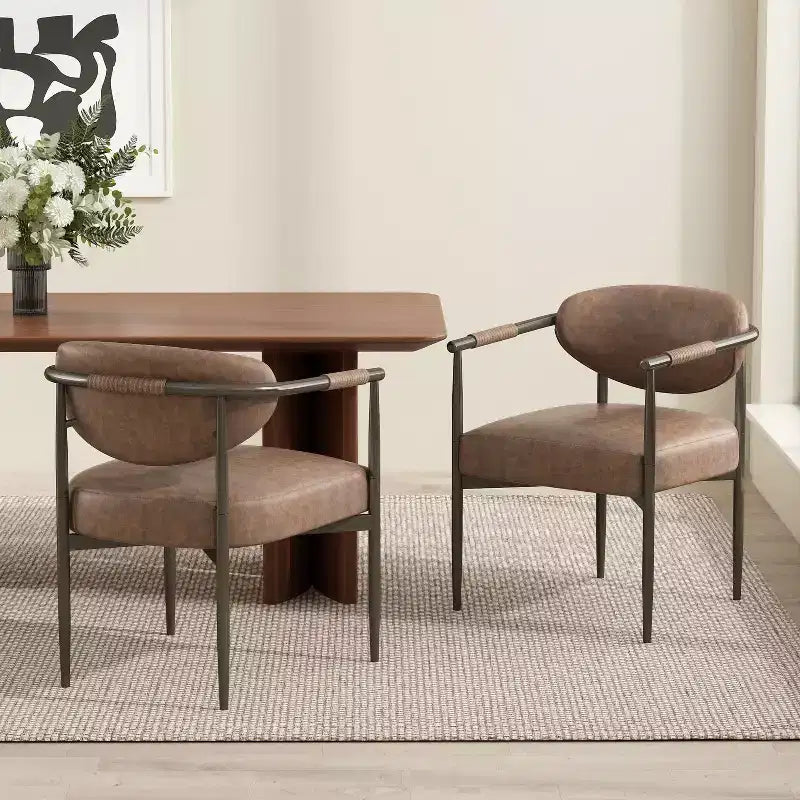 Lot de 2 chaises de salle à manger modernes rembourrées Christopher Knight Home Moriel avec dossier incurvé