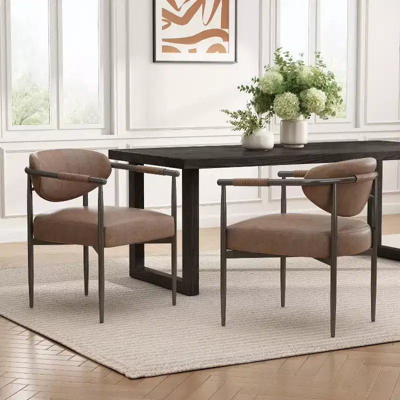 Lot de 2 chaises de salle à manger modernes rembourrées Christopher Knight Home Moriel avec dossier incurvé