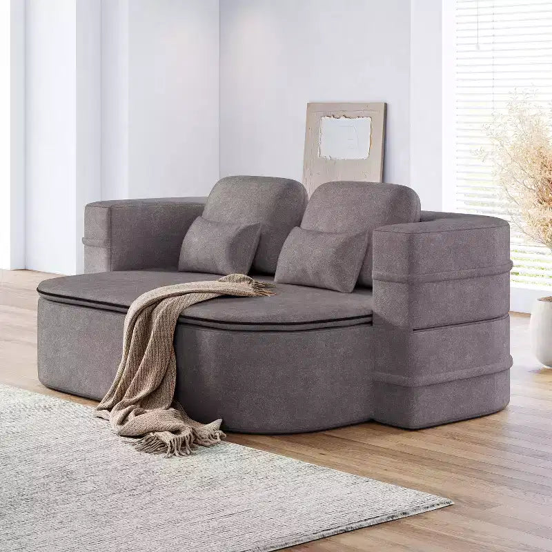 Canapé-lit pliable 2 en 1 de 75 pouces, canapé de sol convertible avec coussin en mousse et couverture multifonctionnelle pour salon, chambre à coucher ou studio