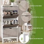 Meuble à chaussures avec 3 tiroirs basculants, étagère à chaussures d'entrée en bois avec pieds en fer
