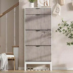 Meuble à chaussures avec 3 tiroirs basculants, étagère à chaussures d'entrée en bois avec pieds en fer