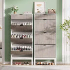 Meuble à chaussures avec 3 tiroirs basculants, étagère à chaussures d'entrée en bois avec pieds en fer