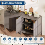 Acekool Buffet bahut à 32 cannelures avec étagères réglables, accent moderne du milieu du siècle, entrée ou cuisine