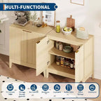 Acekool Buffet bahut à 32 cannelures avec étagères réglables, accent moderne du milieu du siècle, entrée ou cuisine