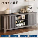Meuble TV 65 pouces, meuble de divertissement TV moderne du milieu du siècle avec armoires de rangement et étagères ouvertes, meuble TV en bois pour le salon
