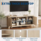 Meuble TV 65 pouces, meuble de divertissement TV moderne du milieu du siècle avec armoires de rangement et étagères ouvertes, meuble TV en bois pour le salon