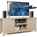 TV Stand 65 Inches, Mid Century Modern TV Entertainment Center with Storage Cabinets & Open Shelves, Wood TV Cabinet for Living Room