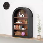 Okak Armoire de Rangement Antique à Niche, Meuble de Rangement avec 4 Étagères, Armoire Autonome pour Salon, Couloir et Bureau, Noir