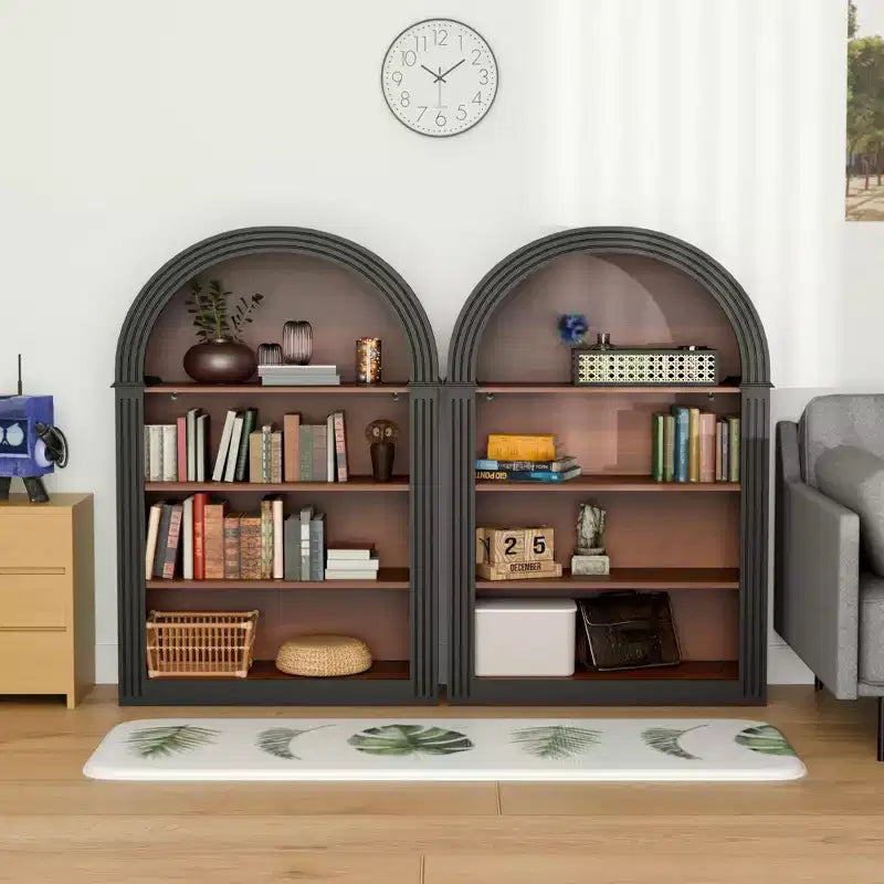 Okak Armoire de Rangement Antique à Niche, Meuble de Rangement avec 4 Étagères, Armoire Autonome pour Salon, Couloir et Bureau, Noir