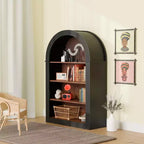 Okak Armoire de Rangement Antique à Niche, Meuble de Rangement avec 4 Étagères, Armoire Autonome pour Salon, Couloir et Bureau, Noir