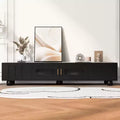 Bestier 71 Modern TV Stand for TVs up to 80, Entertainment Center with Glass Door, TV Storage Cabinet with 2 Drawers Cable Hole for Living room