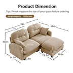 Canapé d'angle et pouf Cloud - Chenille moelleuse, mousse haute densité capitonnée, canapé d'angle compact pour salon