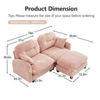 Canapé d'angle et pouf Cloud - Chenille moelleuse, mousse haute densité capitonnée, canapé d'angle compact pour salon