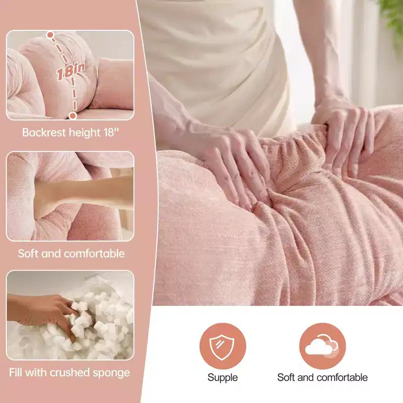 Canapé d'angle et pouf Cloud - Chenille moelleuse, mousse haute densité capitonnée, canapé d'angle compact pour salon