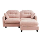 Canapé d'angle et pouf Cloud - Chenille moelleuse, mousse haute densité capitonnée, canapé d'angle compact pour salon