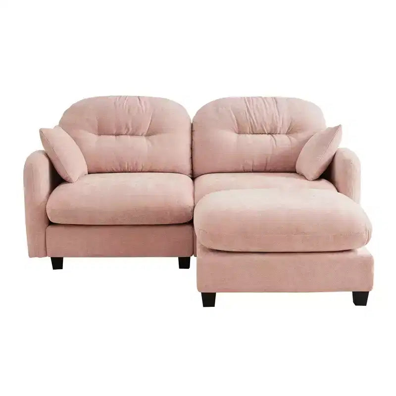 Canapé d'angle et pouf Cloud - Chenille moelleuse, mousse haute densité capitonnée, canapé d'angle compact pour salon