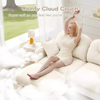Canapé d'angle et pouf Cloud - Chenille moelleuse, mousse haute densité capitonnée, canapé d'angle compact pour salon