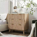 32 Tall Fluted Nightstand, Modern Side Table with Faux Marble Top, 3 Drawers End Table w/Storage, Bedside Table for Bedroom, Living Room