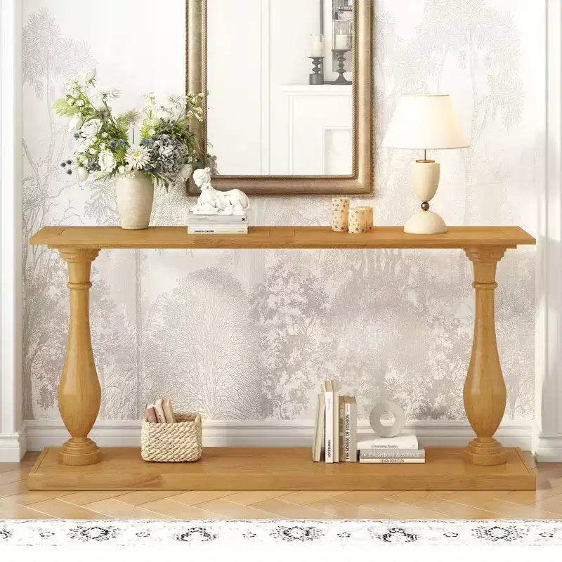 Consoles Bestier pour entrée, table de couloir en bois à 2 niveaux de 152 cm, table de canapé étroite derrière le canapé pour salon, entrée