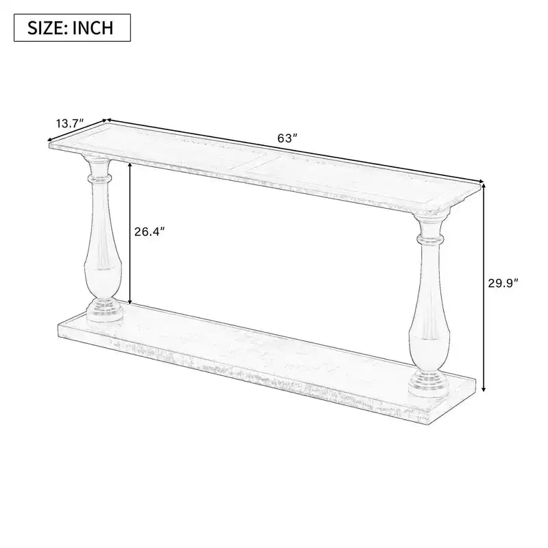 Consoles Bestier pour entrée, table de couloir en bois à 2 niveaux de 152 cm, table de canapé étroite derrière le canapé pour salon, entrée
