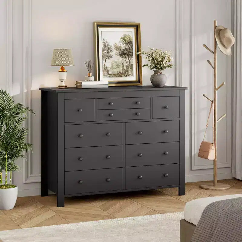 Commode large en bois à 47 tiroirs pour chambre à coucher, longue commode meuble TV pour chambre d'enfant, salon, couloir