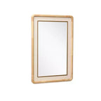 Miroir mural décoratif rectangulaire arrondi LuxenHome, cadre en bois d'hévéa de 35 po avec accent en cuir PU marron