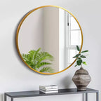 Miroir mural moderne PexFix 20 pouces, cadre mince en alliage d'aluminium, miroir circulaire à suspendre pour salle de bain au-dessus de l'évier, entrée, chambre à coucher, coiffeuse, doré