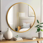 Miroir mural moderne PexFix 20 pouces, cadre mince en alliage d'aluminium, miroir circulaire à suspendre pour salle de bain au-dessus de l'évier, entrée, chambre à coucher, coiffeuse, doré