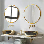 Miroir mural moderne PexFix 20 pouces, cadre mince en alliage d'aluminium, miroir circulaire à suspendre pour salle de bain au-dessus de l'évier, entrée, chambre à coucher, coiffeuse, doré