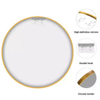 Miroir mural moderne PexFix 20 pouces, cadre mince en alliage d'aluminium, miroir circulaire à suspendre pour salle de bain au-dessus de l'évier, entrée, chambre à coucher, coiffeuse, doré