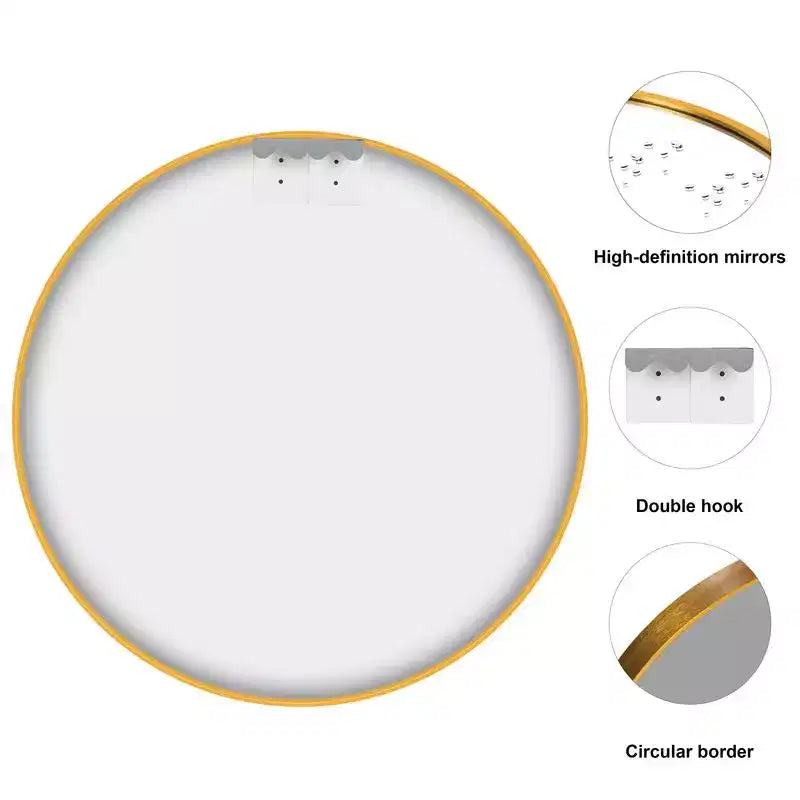 Miroir mural moderne PexFix 20 pouces, cadre mince en alliage d'aluminium, miroir circulaire à suspendre pour salle de bain au-dessus de l'évier, entrée, chambre à coucher, coiffeuse, doré