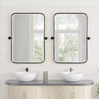 PexFix Miroir mural pivotant rectangulaire en fer noir 36 x 24 – Miroir de salle de bain inclinable avec cadre en métal réglable pour chambre à coucher et salon