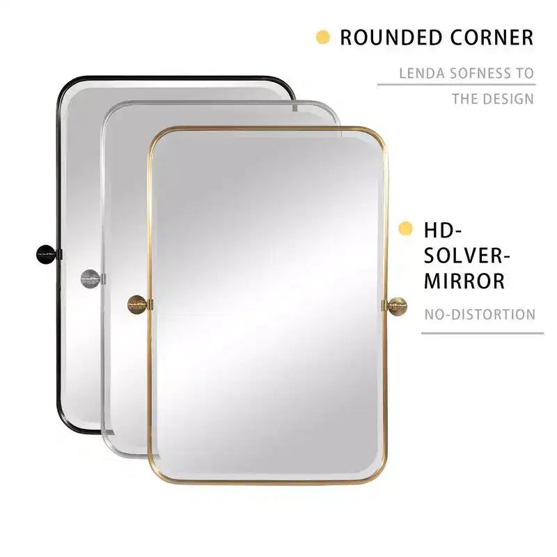 PexFix Miroir mural pivotant rectangulaire en fer noir 36 x 24 – Miroir de salle de bain inclinable avec cadre en métal réglable pour chambre à coucher et salon