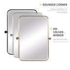 PexFix Miroir mural pivotant rectangulaire en fer noir 36 x 24 – Miroir de salle de bain inclinable avec cadre en métal réglable pour chambre à coucher et salon