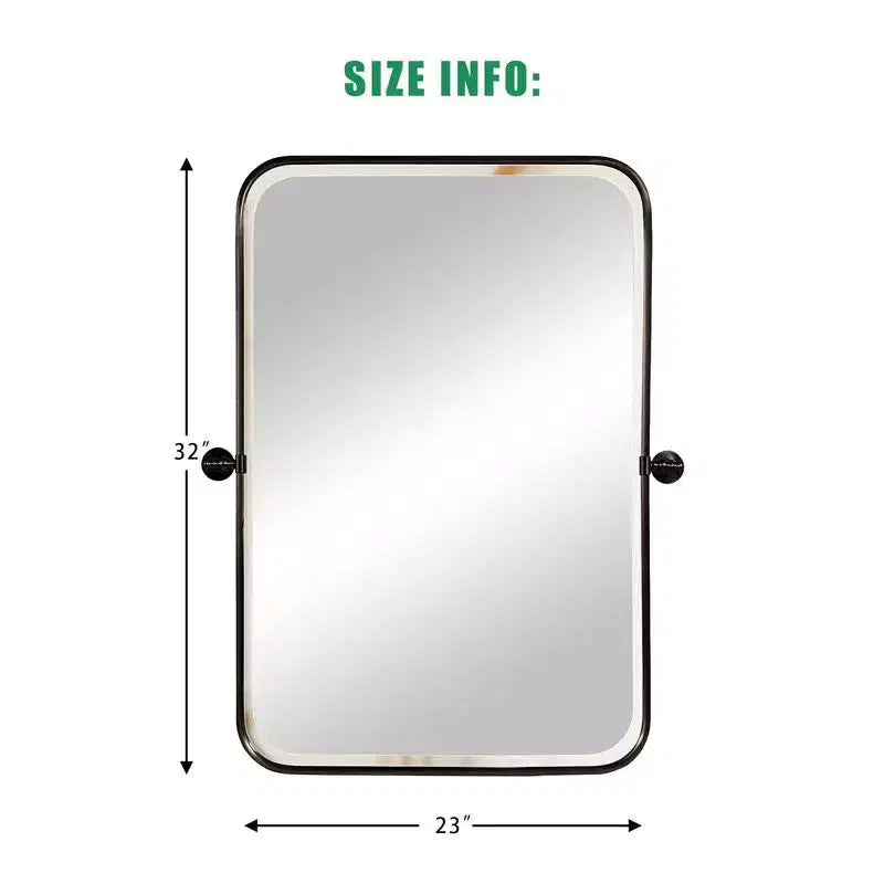 PexFix Miroir mural pivotant rectangulaire en fer noir 36 x 24 – Miroir de salle de bain inclinable avec cadre en métal réglable pour chambre à coucher et salon