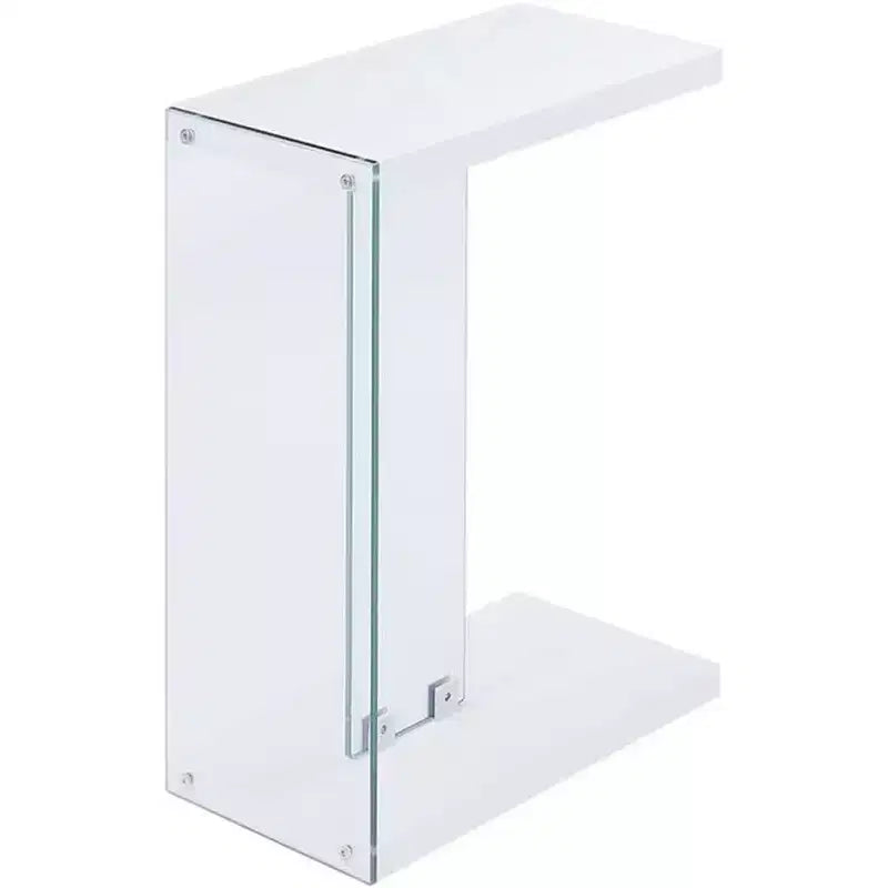 HomeStock Belmont Table d'appoint électrique à plateau rabattable avec rangement dissimulé, station de charge avec prises et ports USB, panneaux latéraux en verre